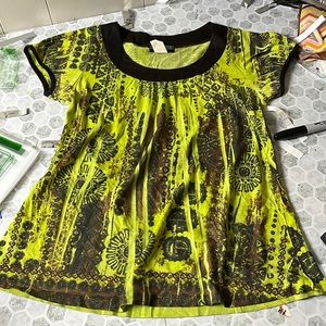 JTB Small Green Short Sleeve Patterned Blouse
